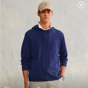 Polo Ralph Lauren Jersey Hooded T-Shirt Navy Size XL